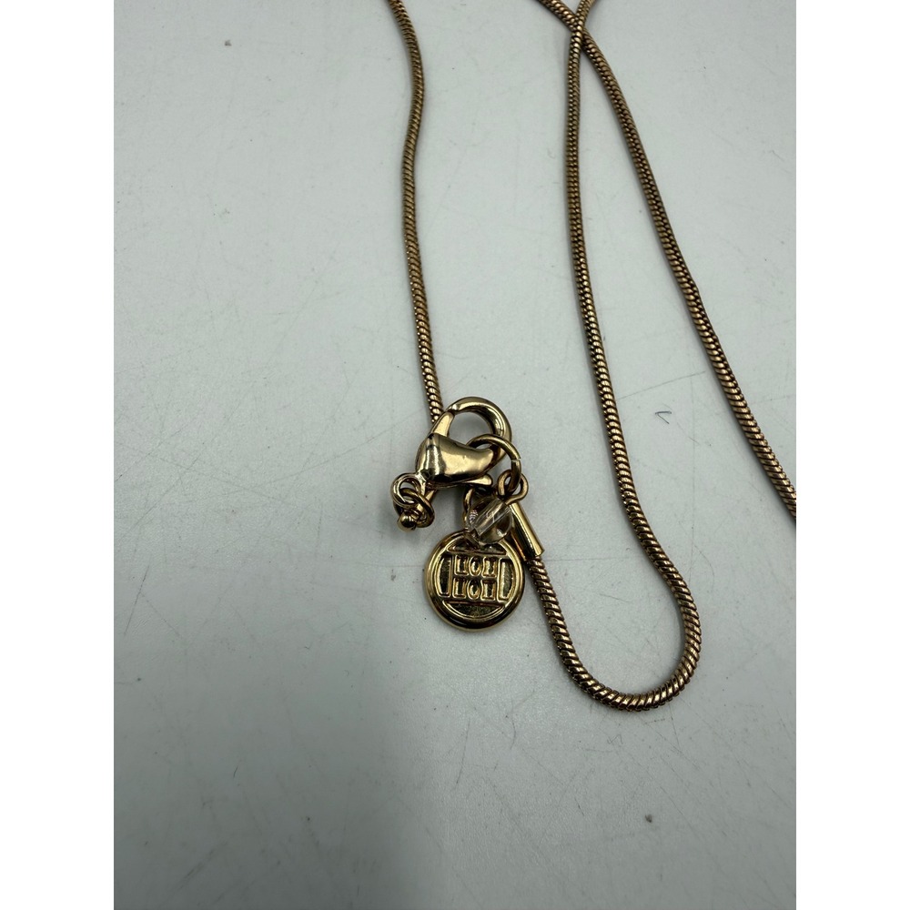 Gold Tone Open Teardrop Infinity Pendant Snake Chain Necklace - Picture 4 of 4